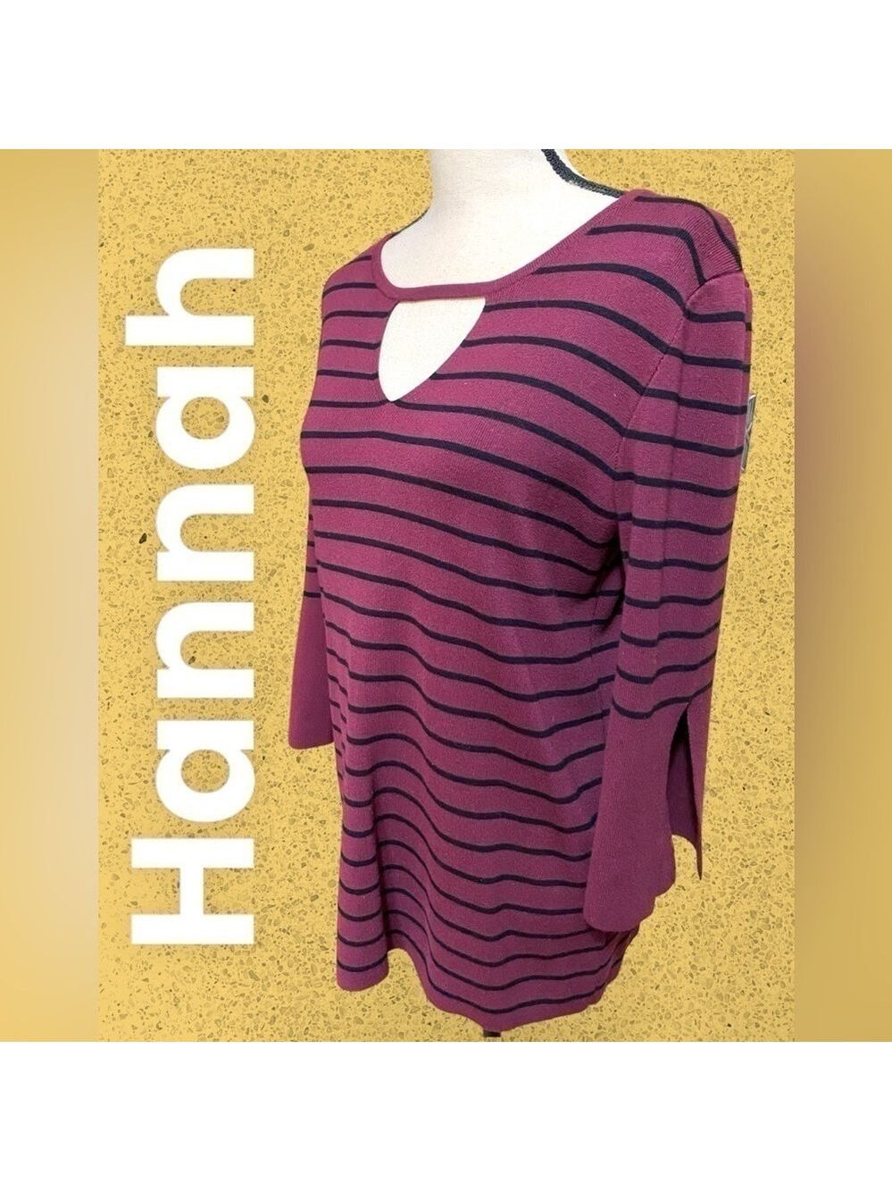 Hannah-Large, 3/4 length split sleeve burgundy/black. Beautiful quality! EUC!